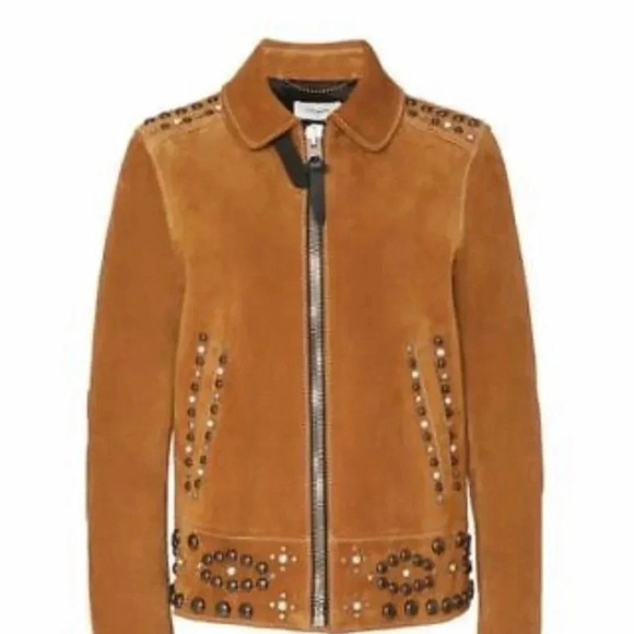 NWOT Coach lamb suede studs tan cognac jacket - Picture 11 of 11